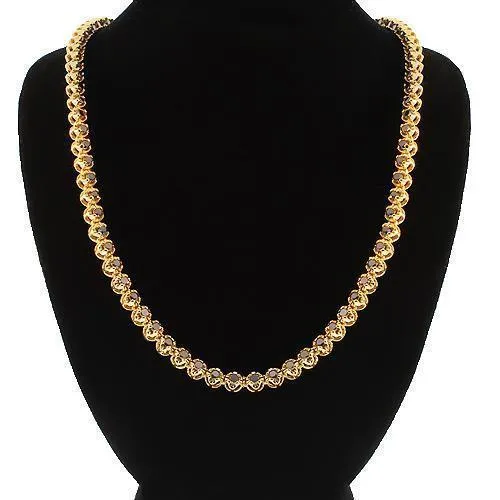 14k Yellow Gold Mens Black Diamond Tennis Chain 4 mm