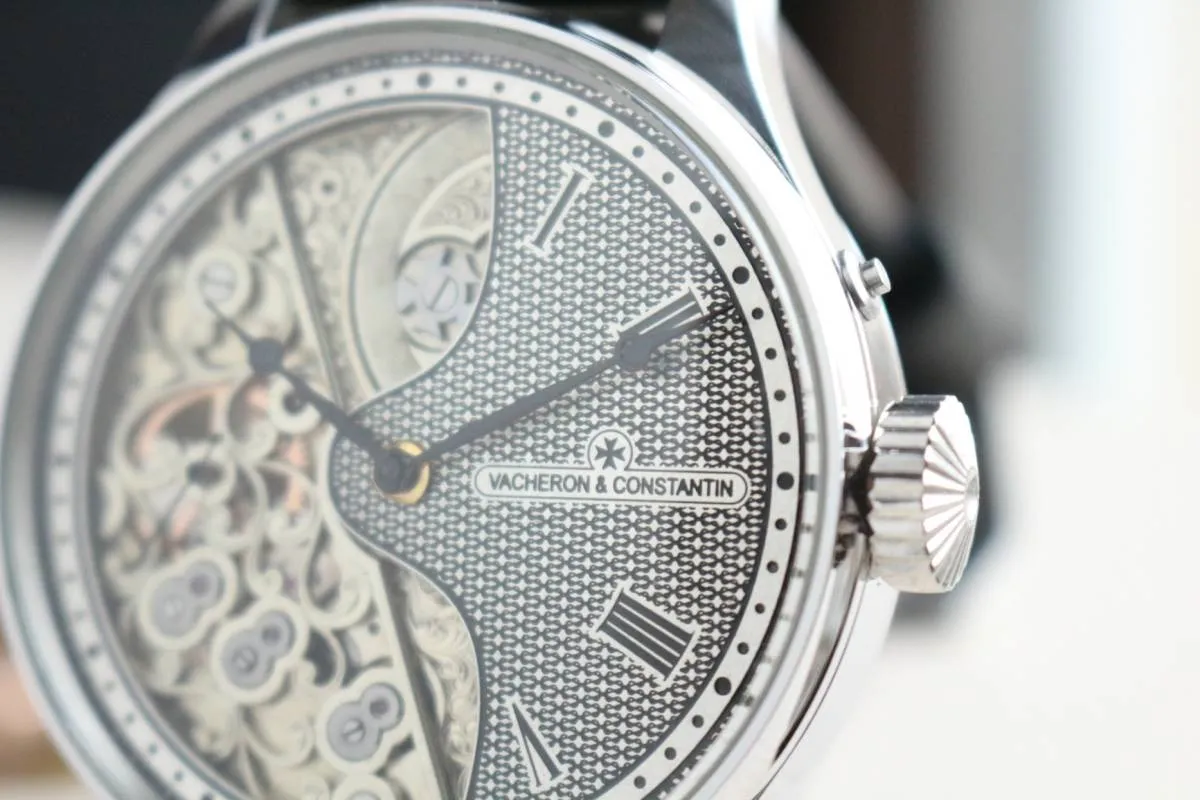 1870s Custom Watch With Vacheron Constantin Pocket Watch Movement Fully Engraved Half Dial