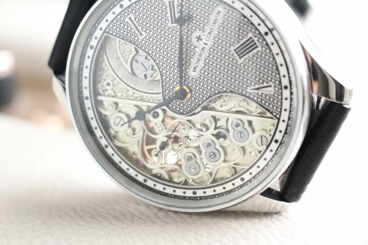 1870s Custom Watch With Vacheron Constantin Pocket Watch Movement Fully Engraved Half Dial