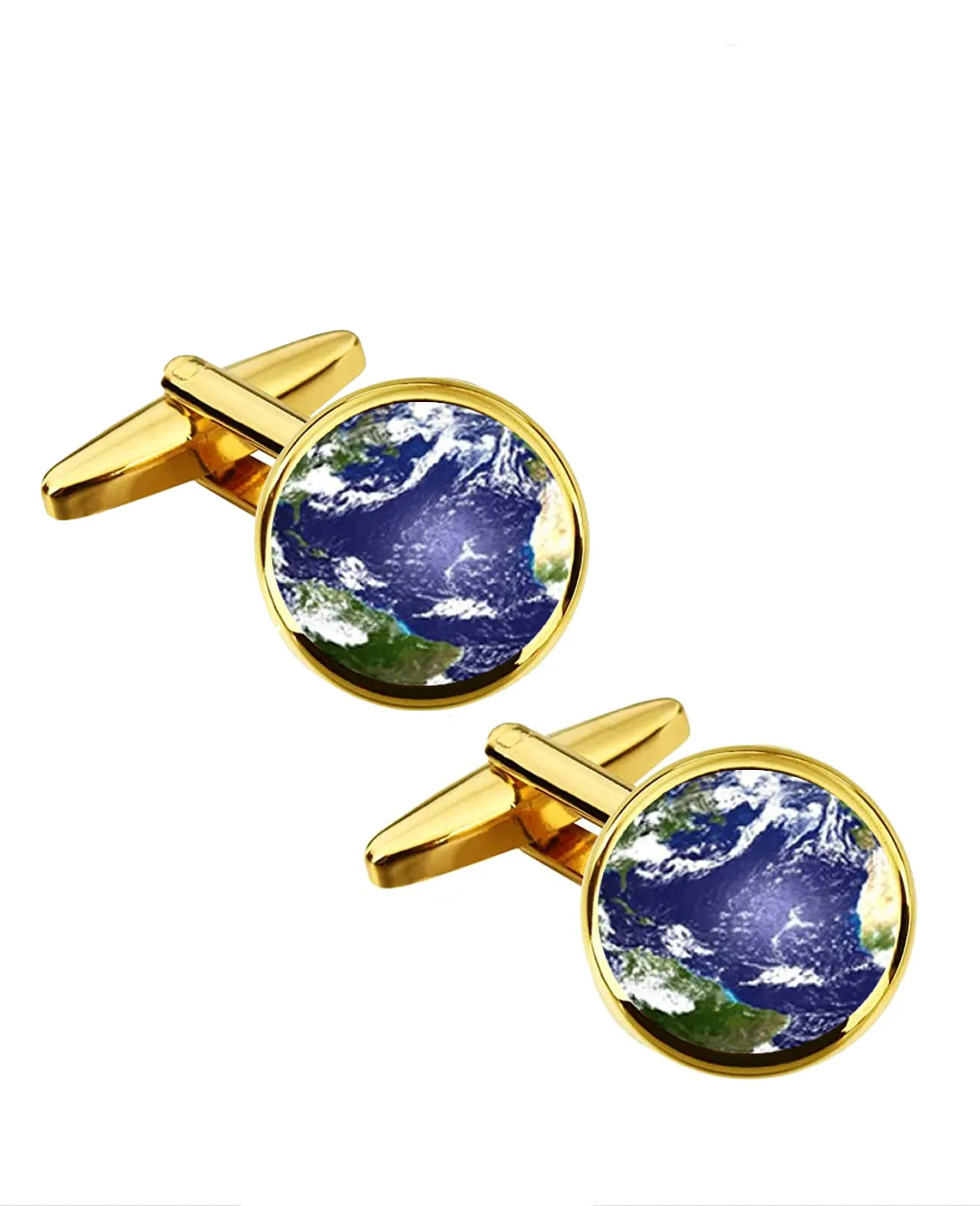 18k Gold Blue Map Cufflinks