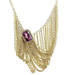 1928 Jewelry Austrian Crystal Amethyst Chain Bib Necklace 16"   3" Extender