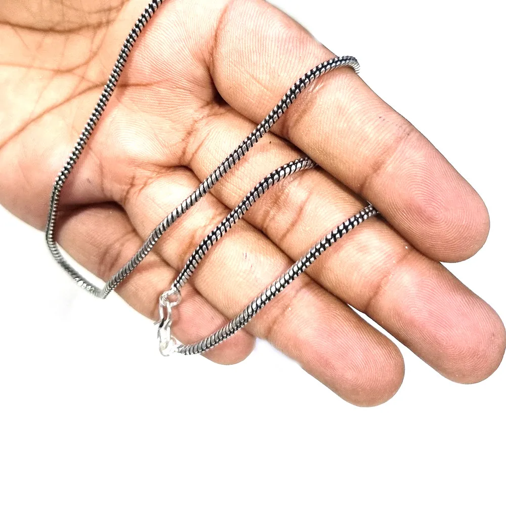 22 Inches long Snake chain with S hook, Silver Oxidized tone, thickness about 3mm