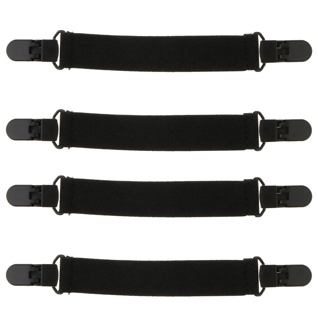 2Pairs Elastic Boot Straps Pant Ends Clip