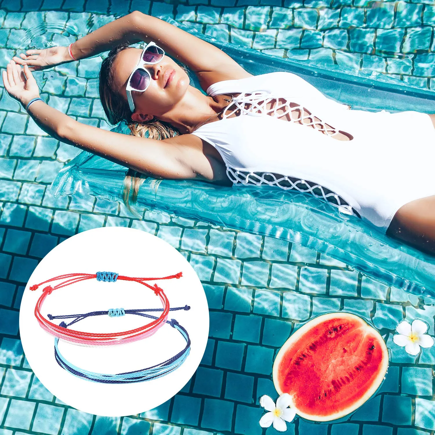 30 Pieces Adjustable Woven Anklets Bracelets Bohemian Braided Rope Bracelets Waterproof Wax Coated Anklets for Women