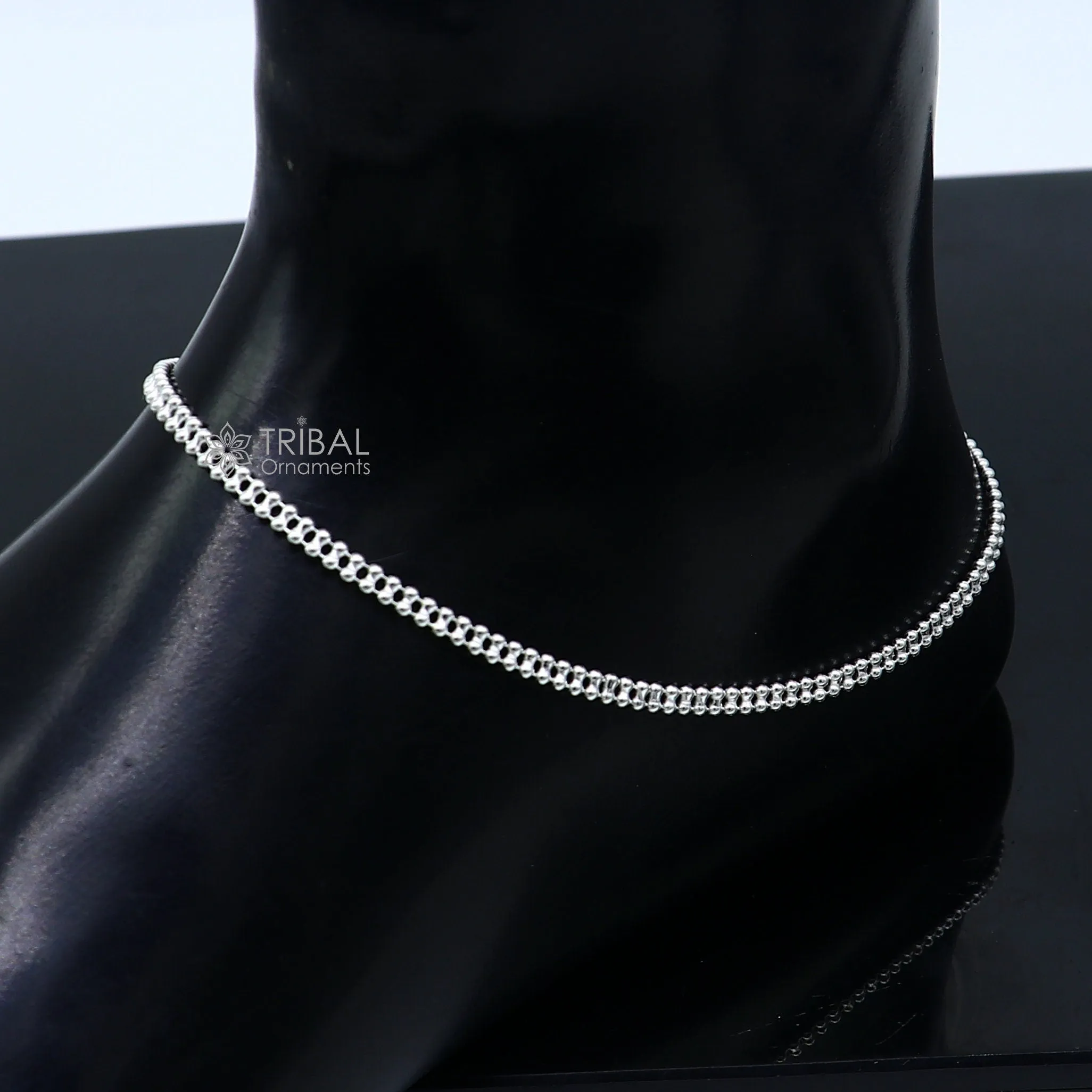 3mm 10.5" 925 sterling silver beaded/ball chain anklet bracelet amazing light weight delicate anklets belly dance silver jewelry ank602