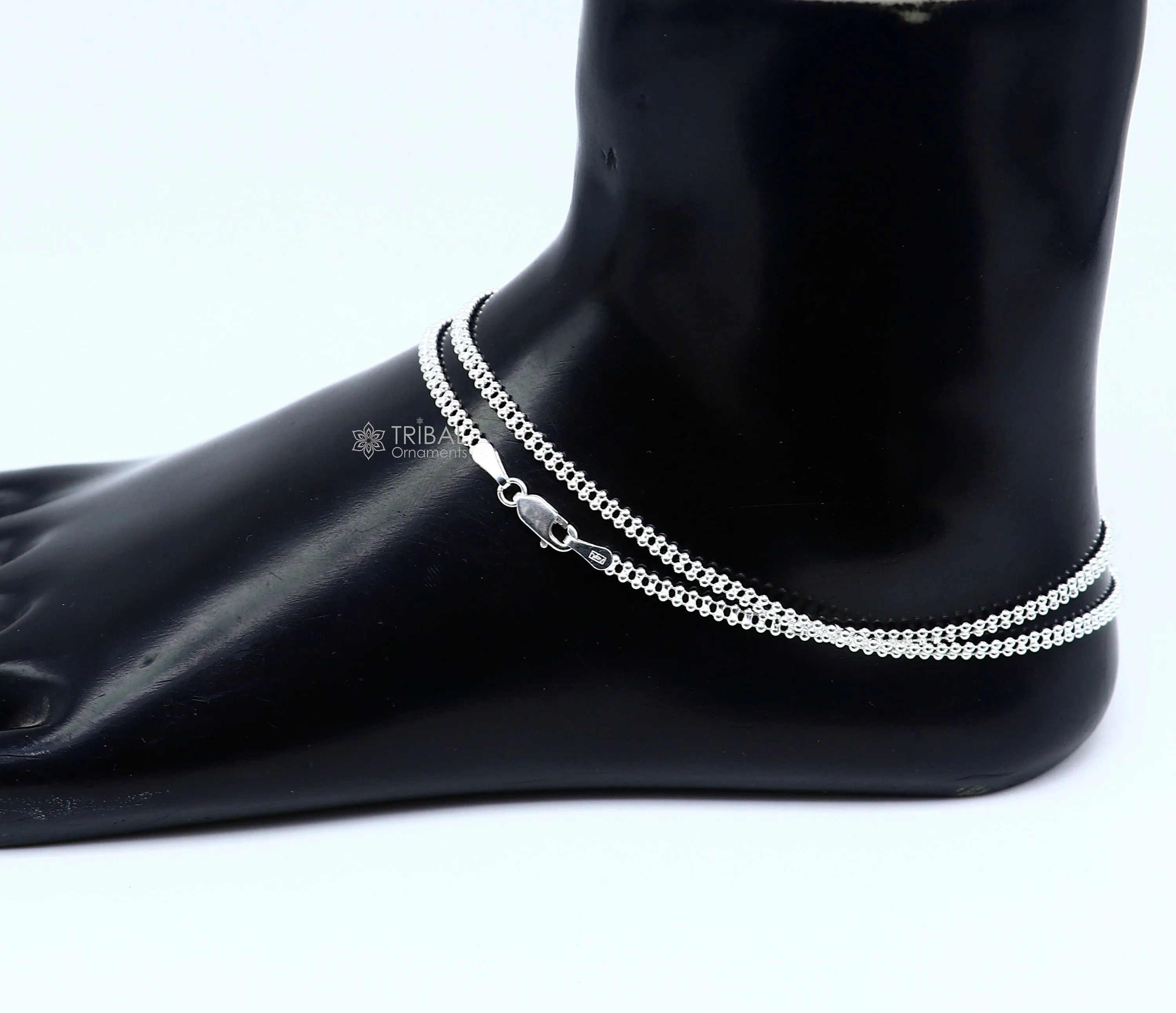 3mm 10.5" 925 sterling silver beaded/ball chain anklet bracelet amazing light weight delicate anklets belly dance silver jewelry ank602