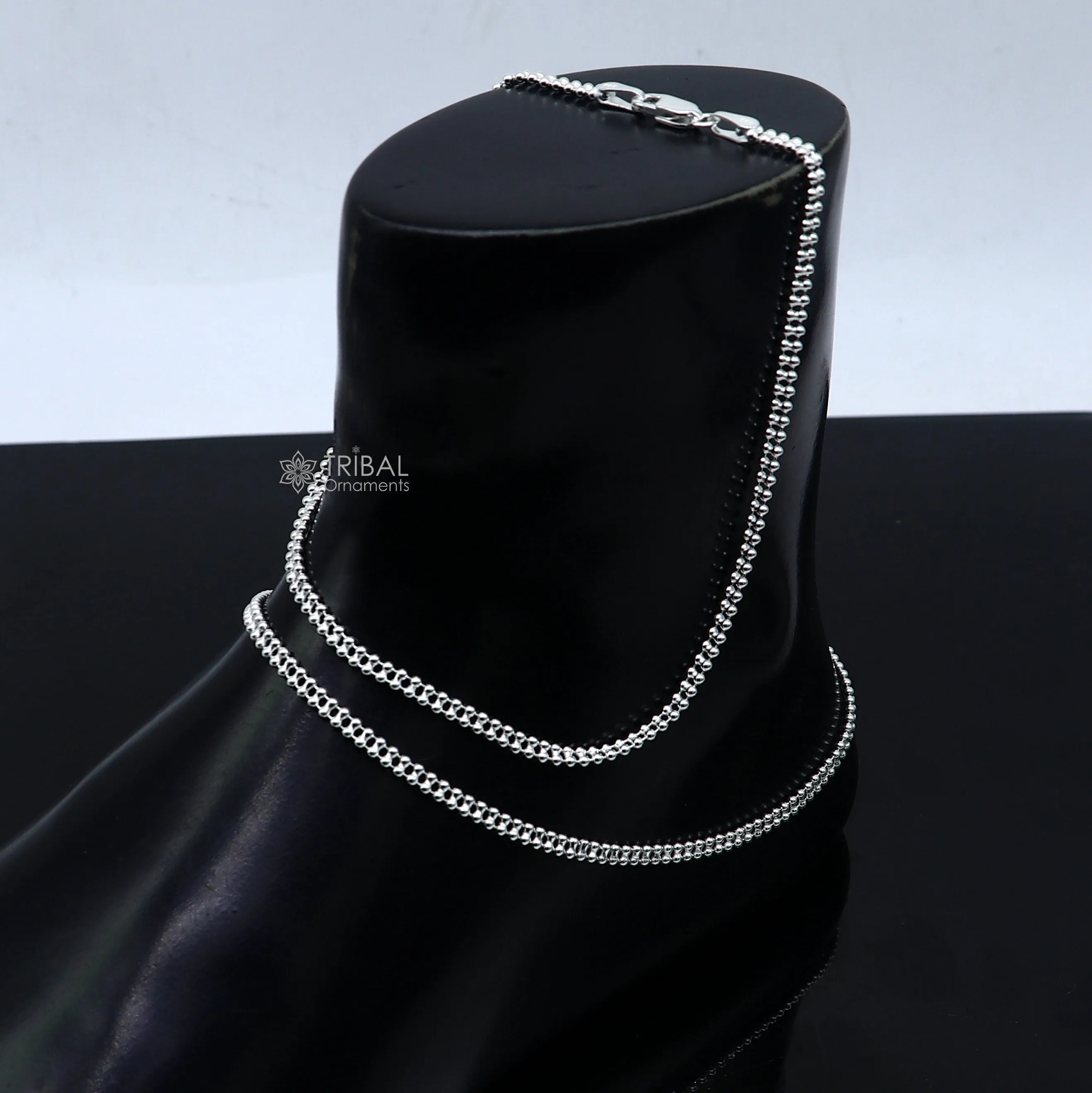 3mm 10.5" 925 sterling silver beaded/ball chain anklet bracelet amazing light weight delicate anklets belly dance silver jewelry ank602