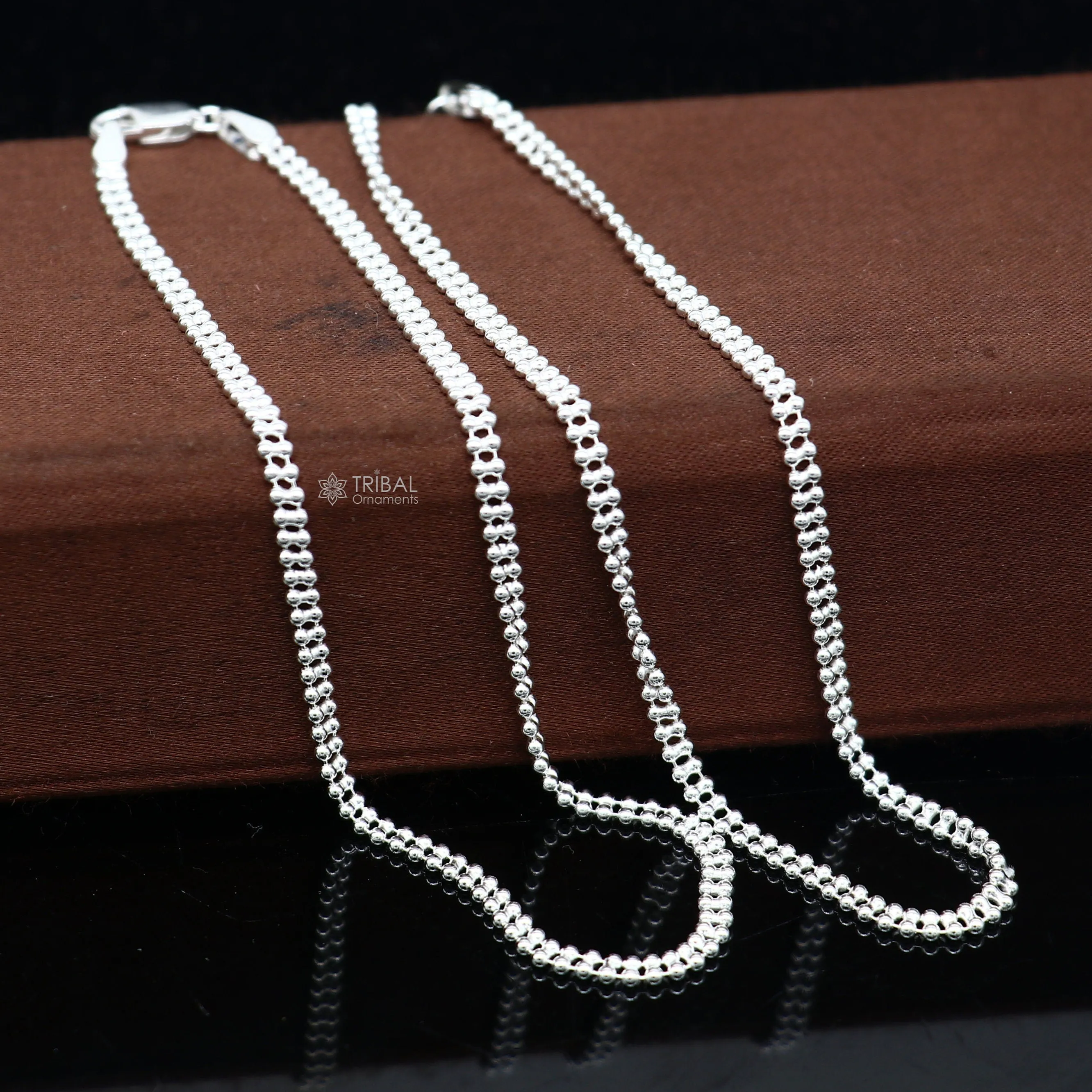 3mm 10.5" 925 sterling silver beaded/ball chain anklet bracelet amazing light weight delicate anklets belly dance silver jewelry ank602