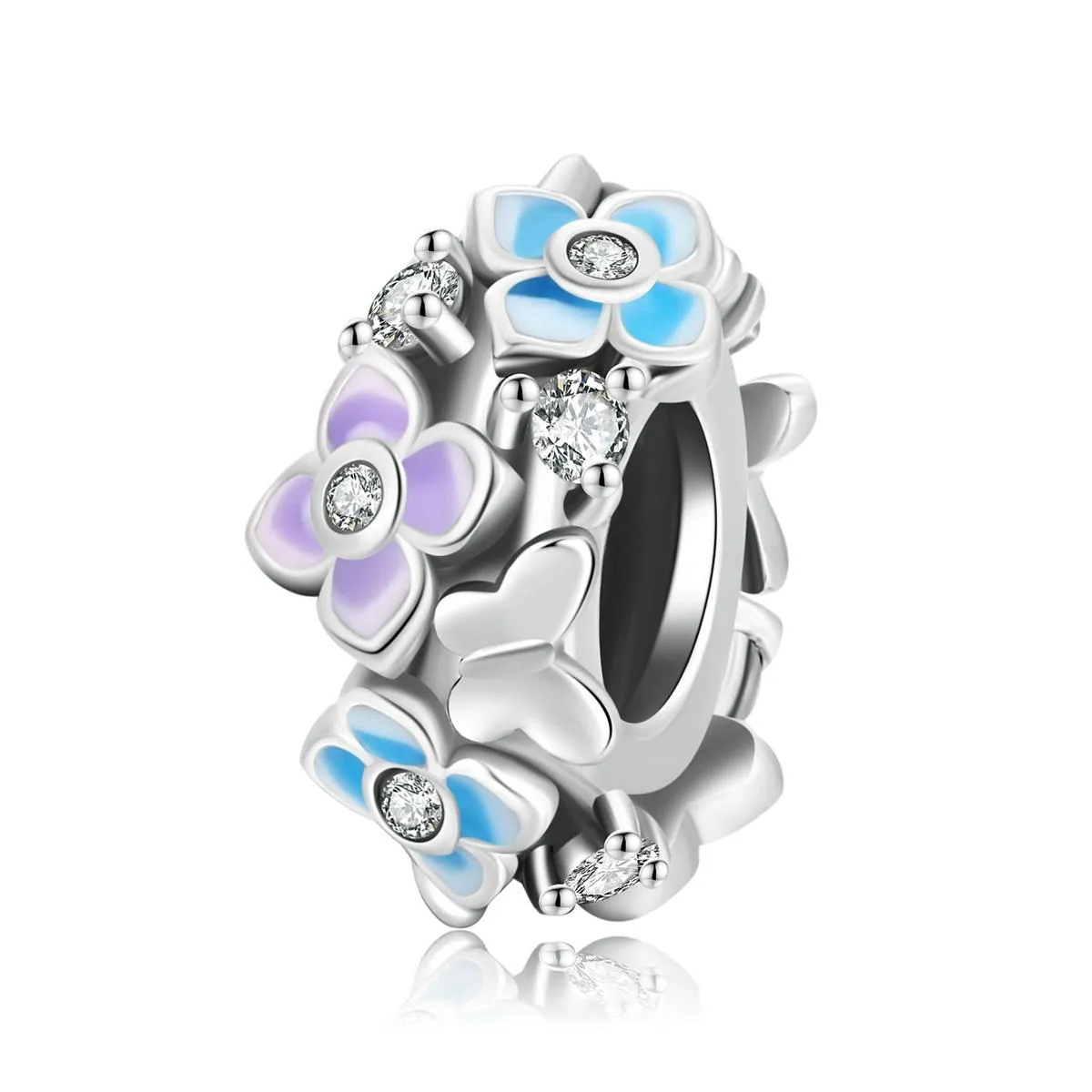 925 Sterling Silver Butterfly Love Flower Beads For Diy Bracelets & Necklaces
