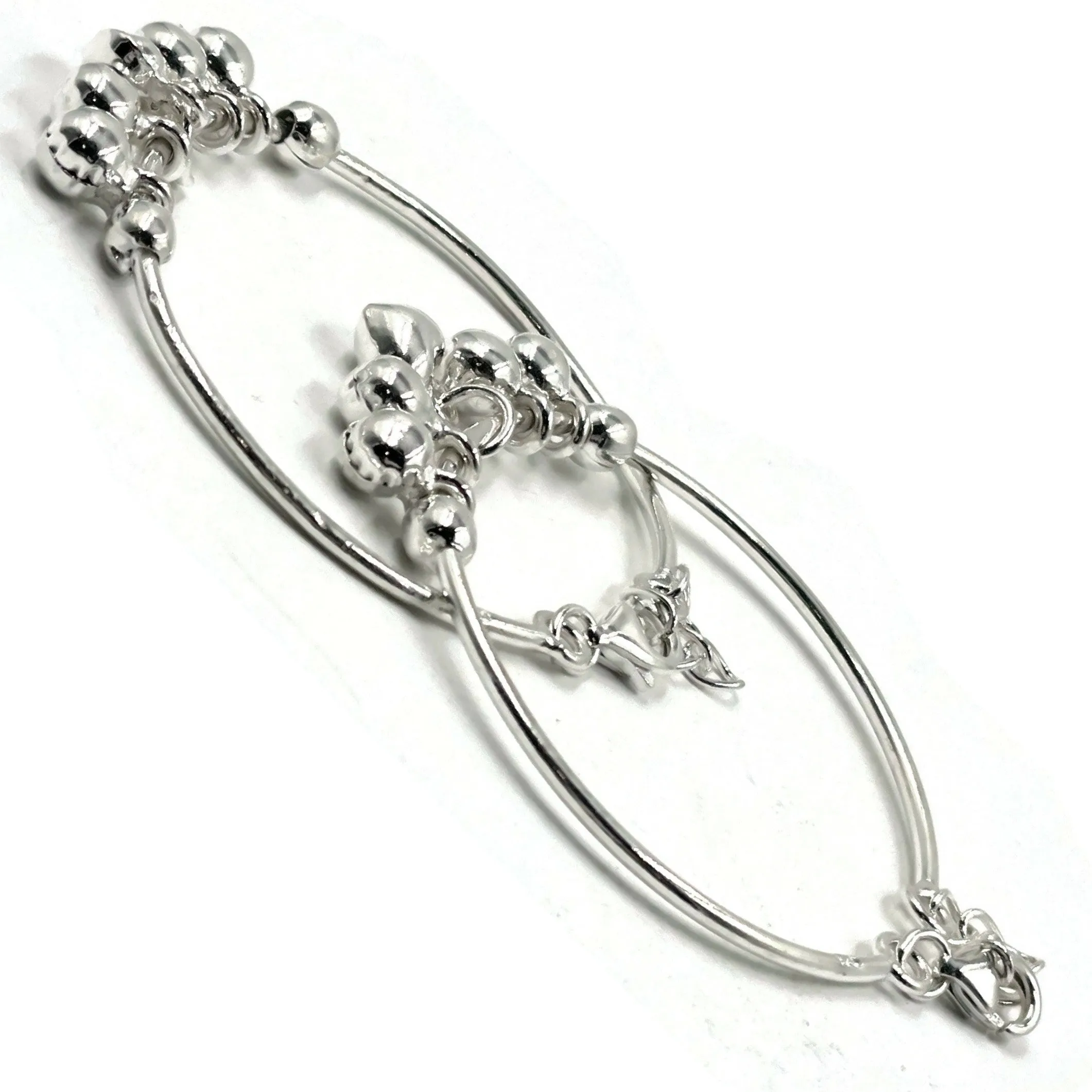 925 Sterling Silver Kids Round / C-Shaped Anklet / Bracelet - Style#03