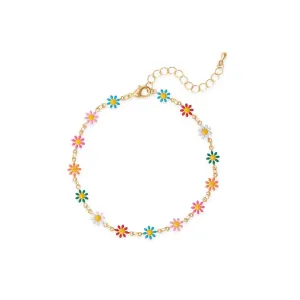 9"   1.5" Multi Color Enamel Flower Fashion Anklet