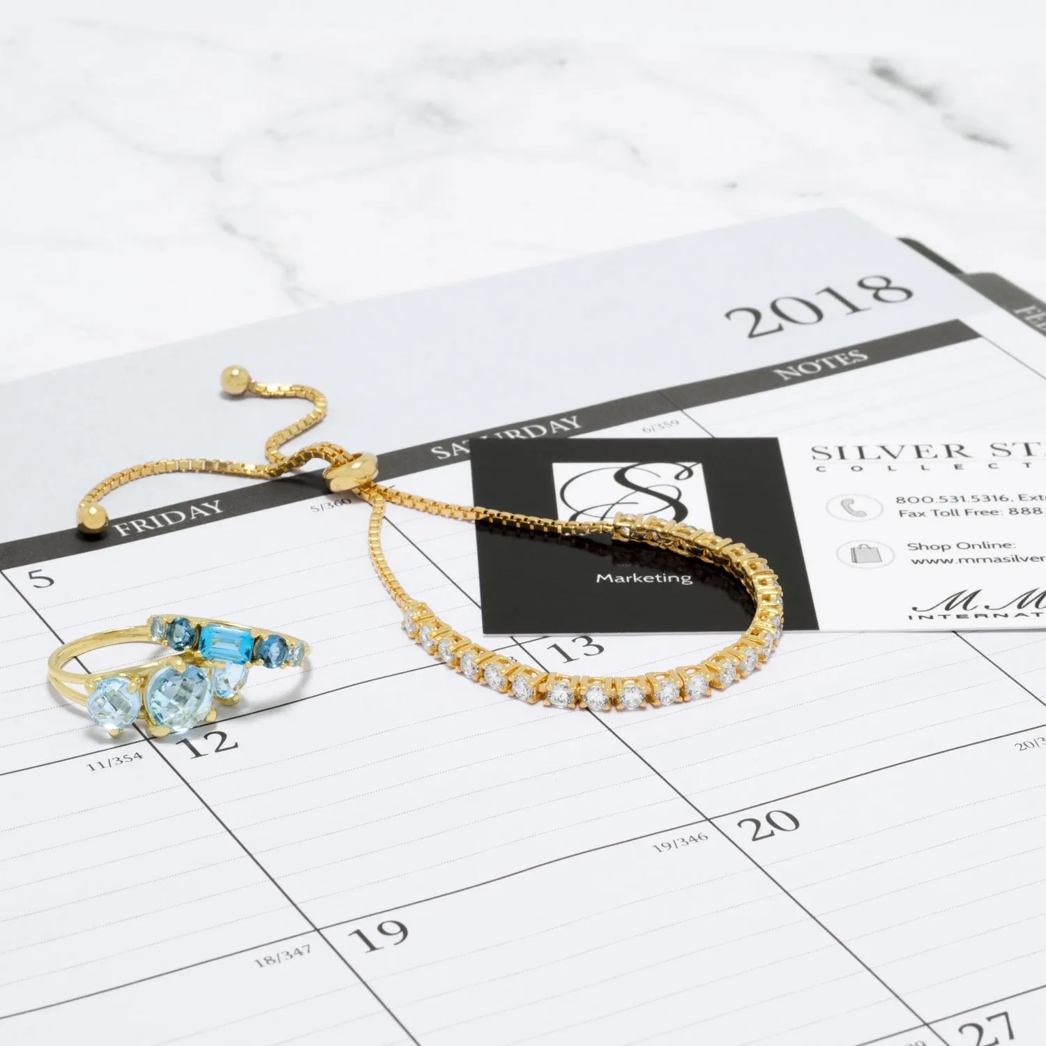Adjustable 14 Karat Gold Plated CZ Friendship Bolo Bracelet