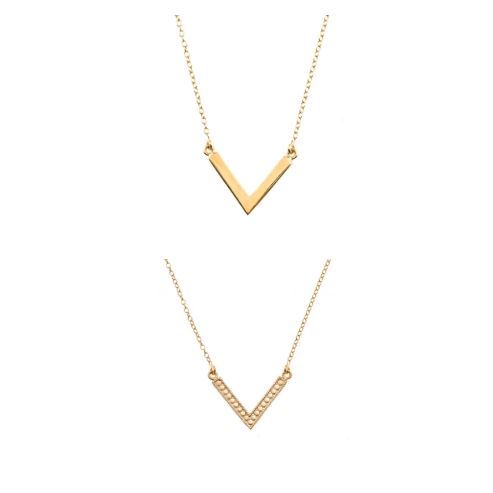 Anna Beck V Necklace Double Sided Gold