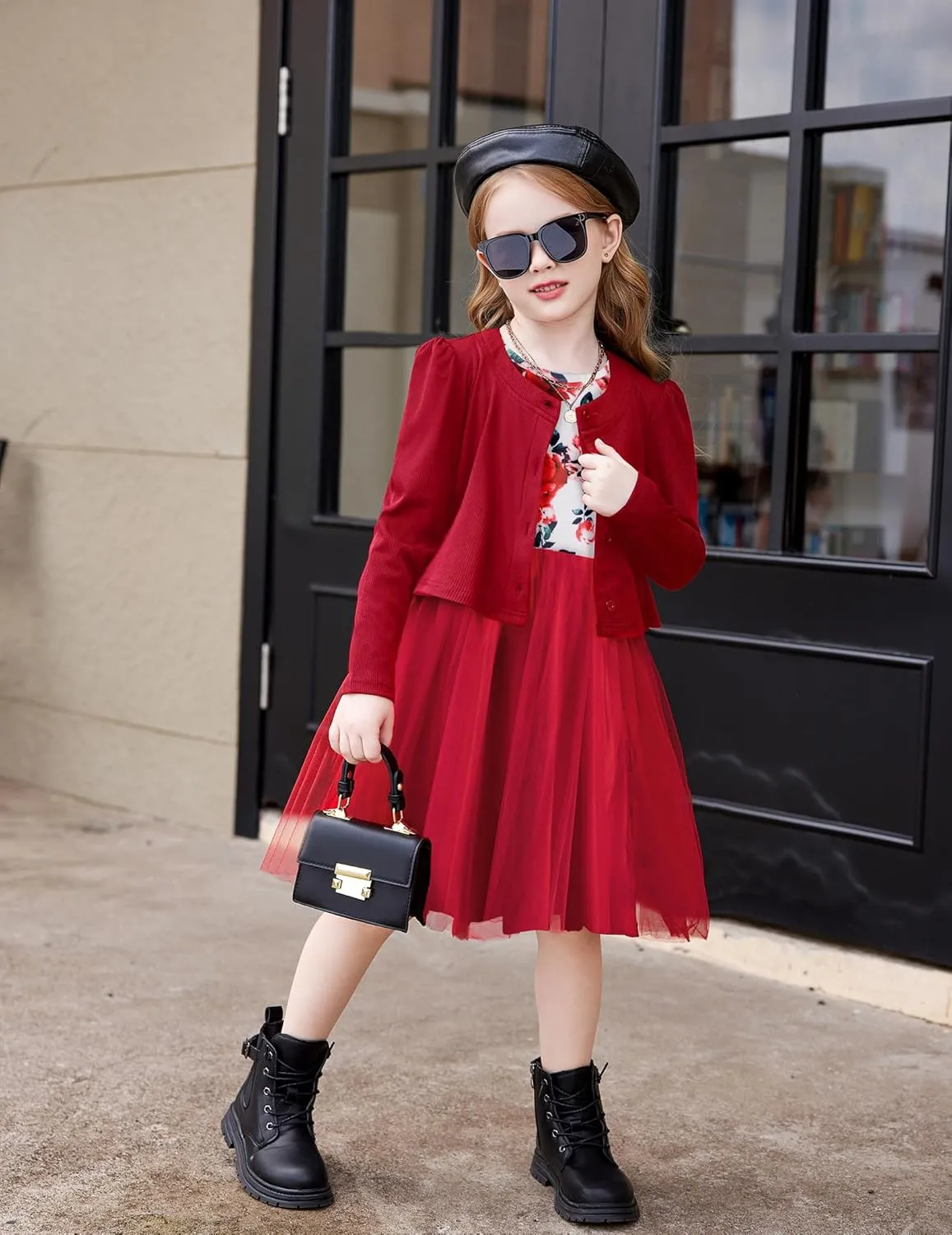 Arshiner Toddler Tutu Dress and Knit Cardigan Girls Set