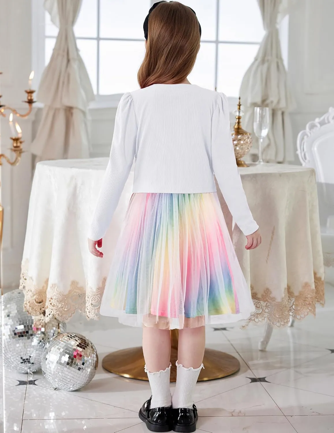 Arshiner Toddler Tutu Dress and Knit Cardigan Girls Set