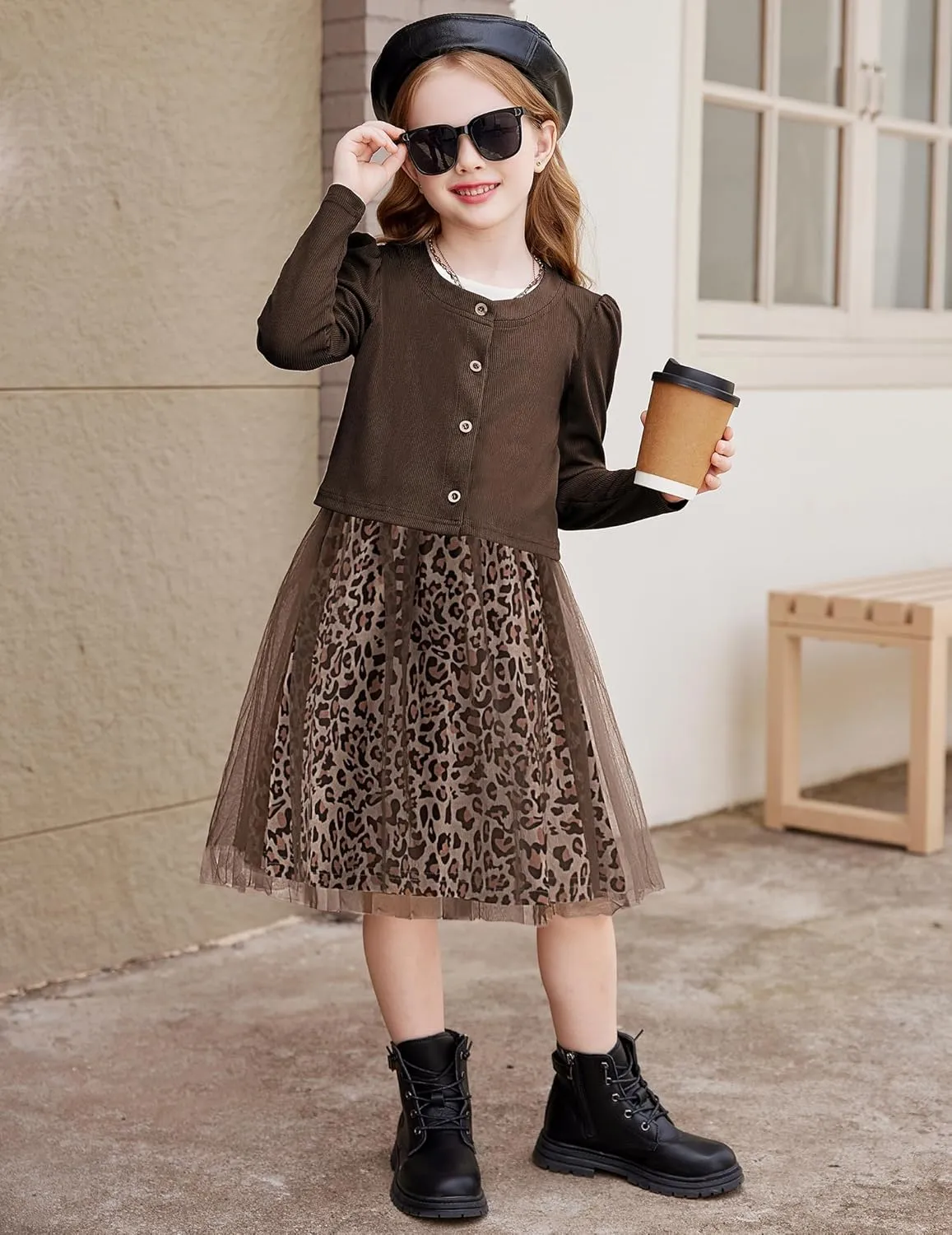 Arshiner Toddler Tutu Dress and Knit Cardigan Girls Set