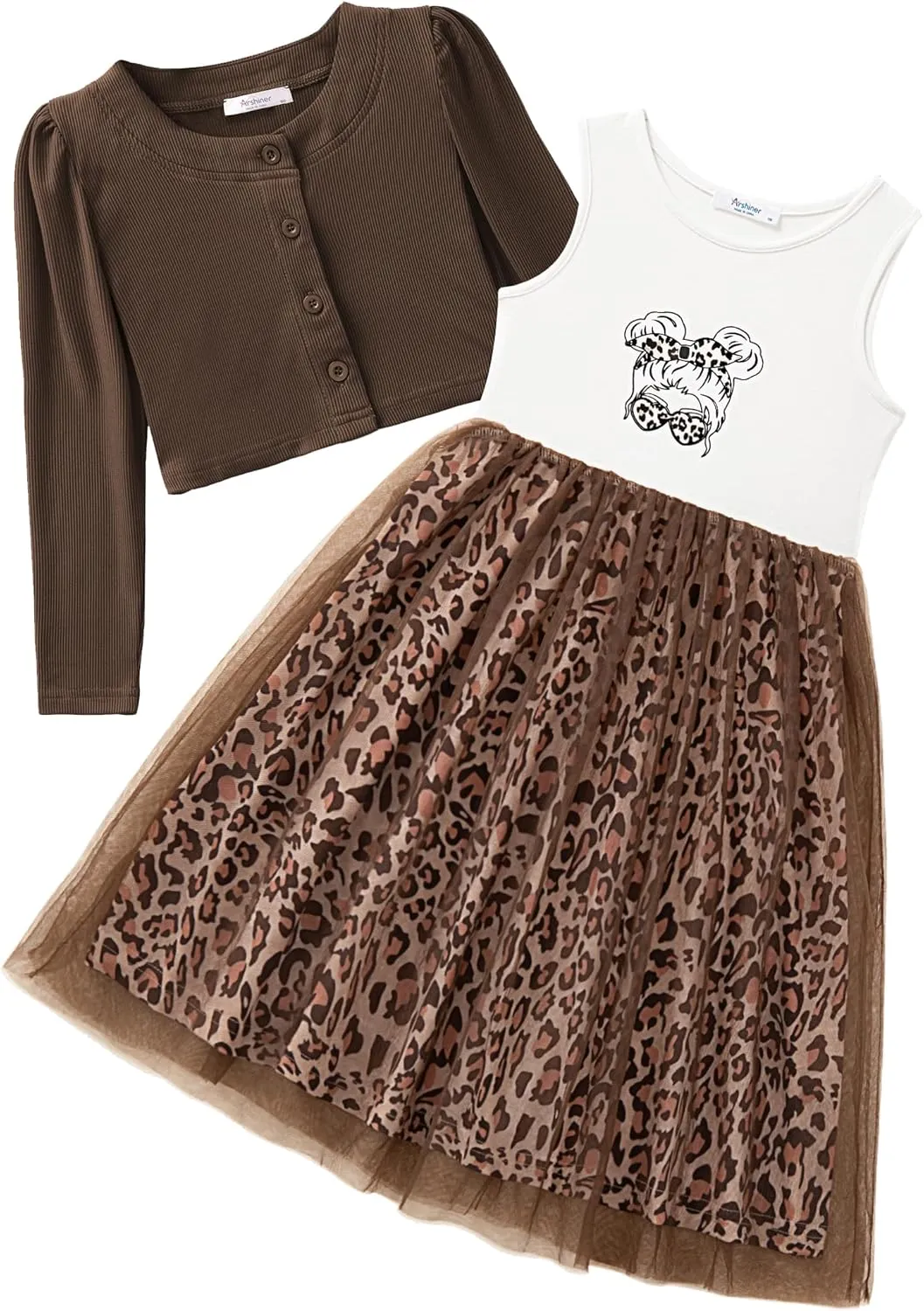 Arshiner Toddler Tutu Dress and Knit Cardigan Girls Set