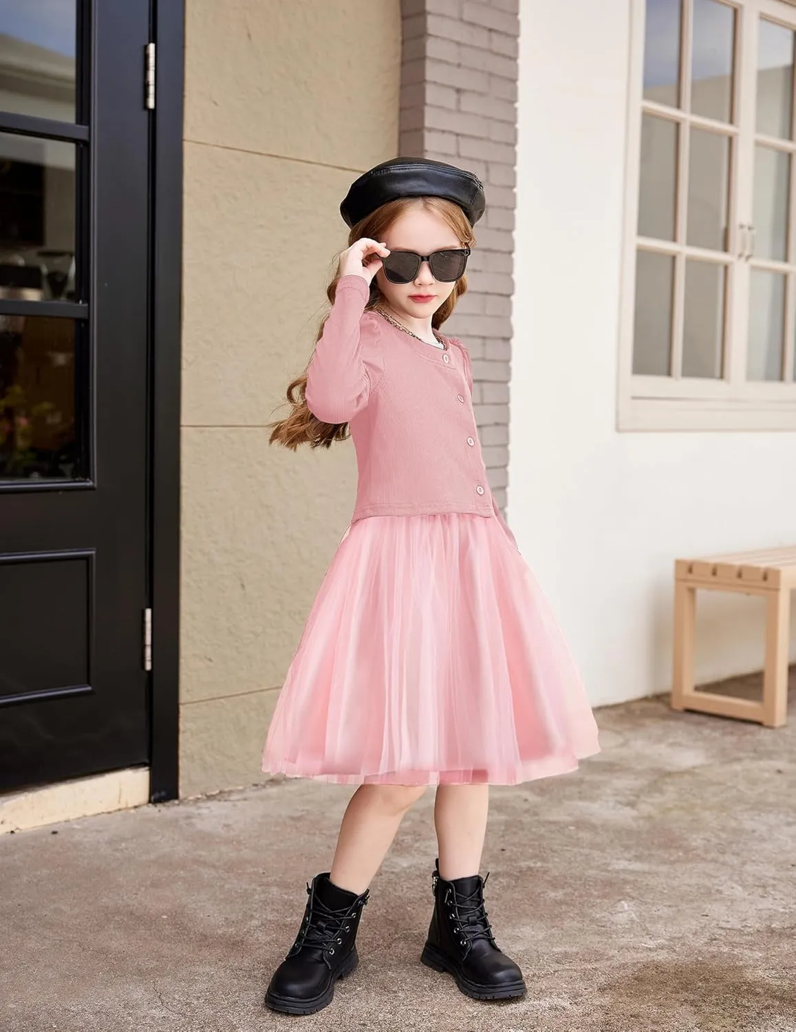 Arshiner Toddler Tutu Dress and Knit Cardigan Girls Set