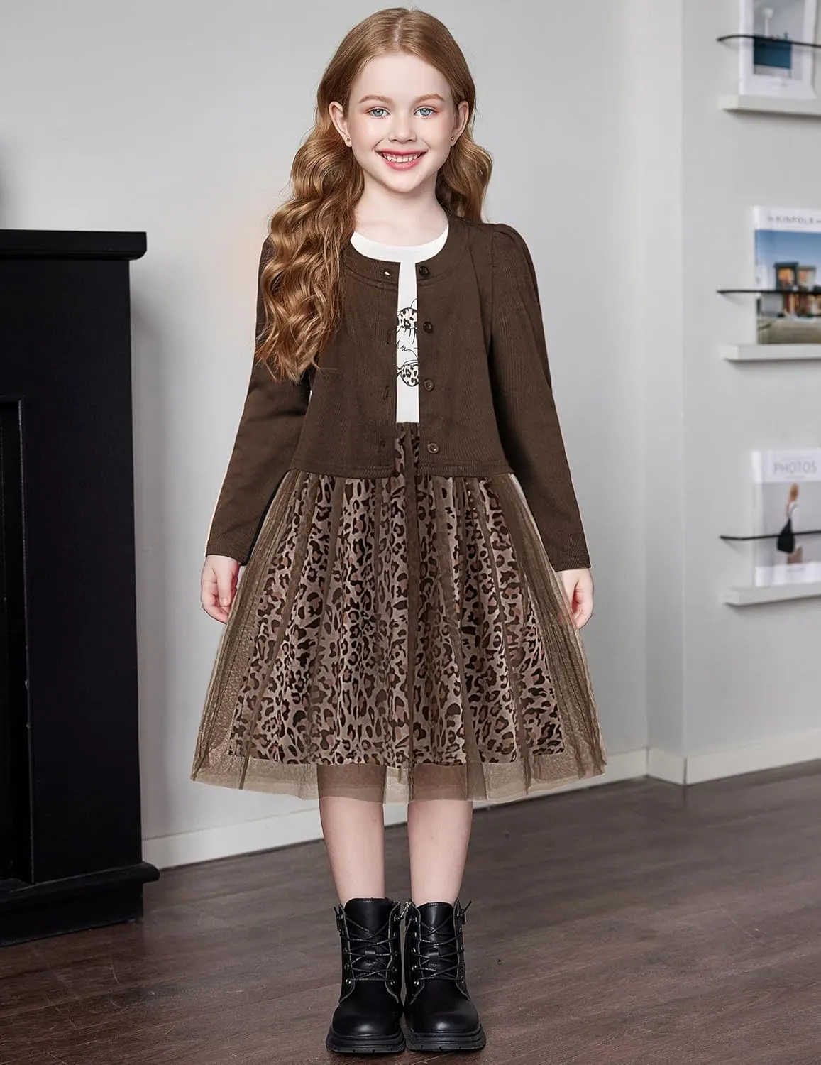 Arshiner Toddler Tutu Dress and Knit Cardigan Girls Set