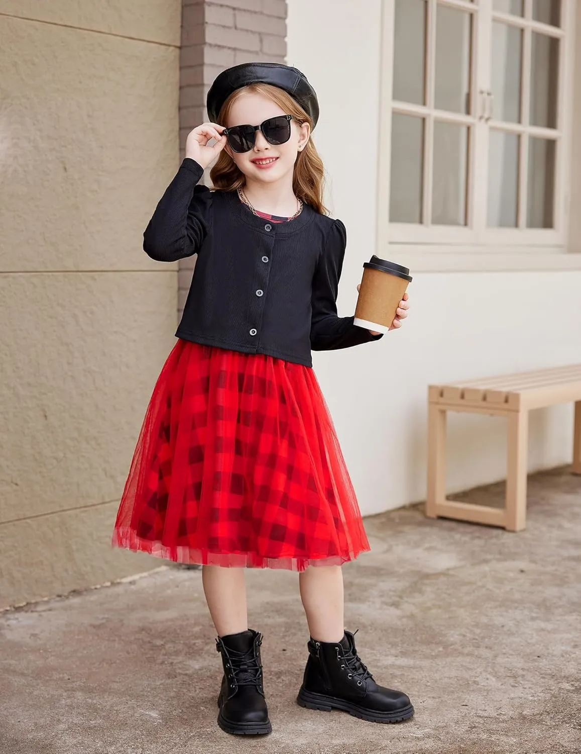 Arshiner Toddler Tutu Dress and Knit Cardigan Girls Set
