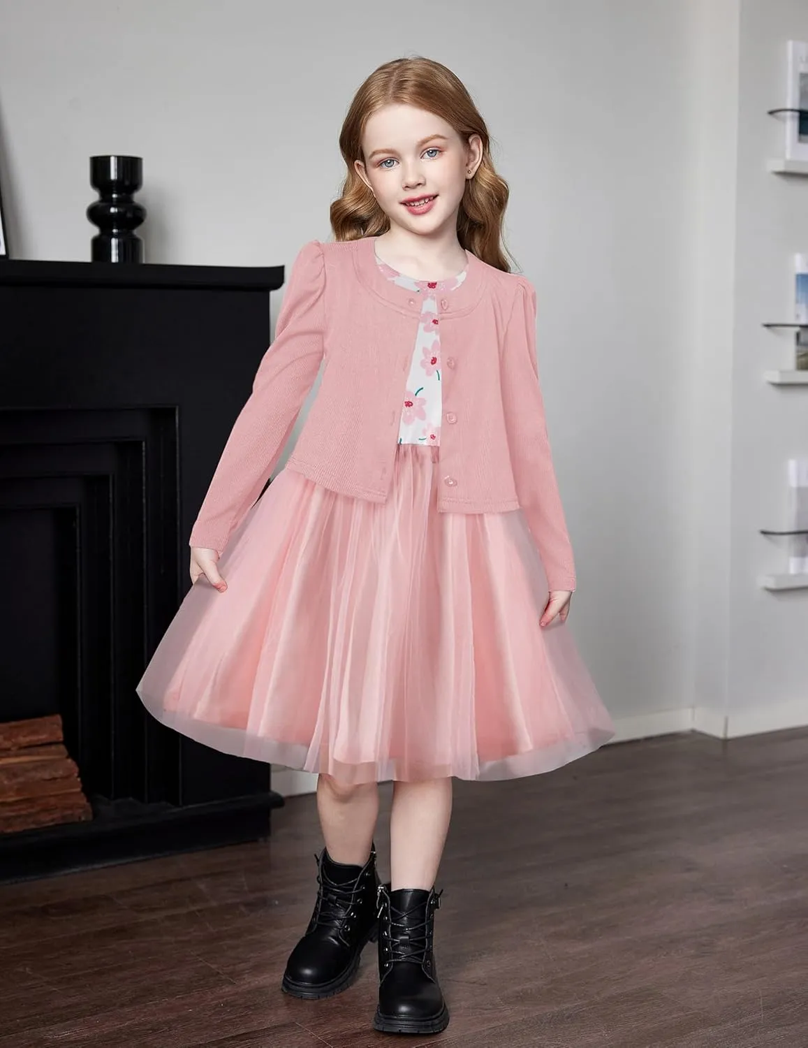 Arshiner Toddler Tutu Dress and Knit Cardigan Girls Set