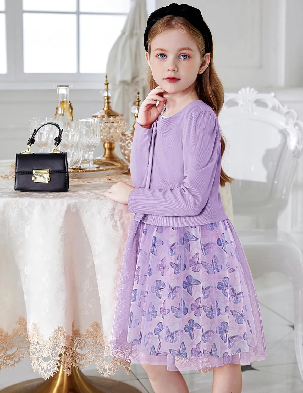 Arshiner Toddler Tutu Dress and Knit Cardigan Girls Set