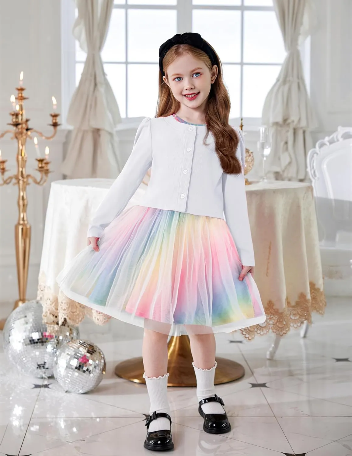 Arshiner Toddler Tutu Dress and Knit Cardigan Girls Set