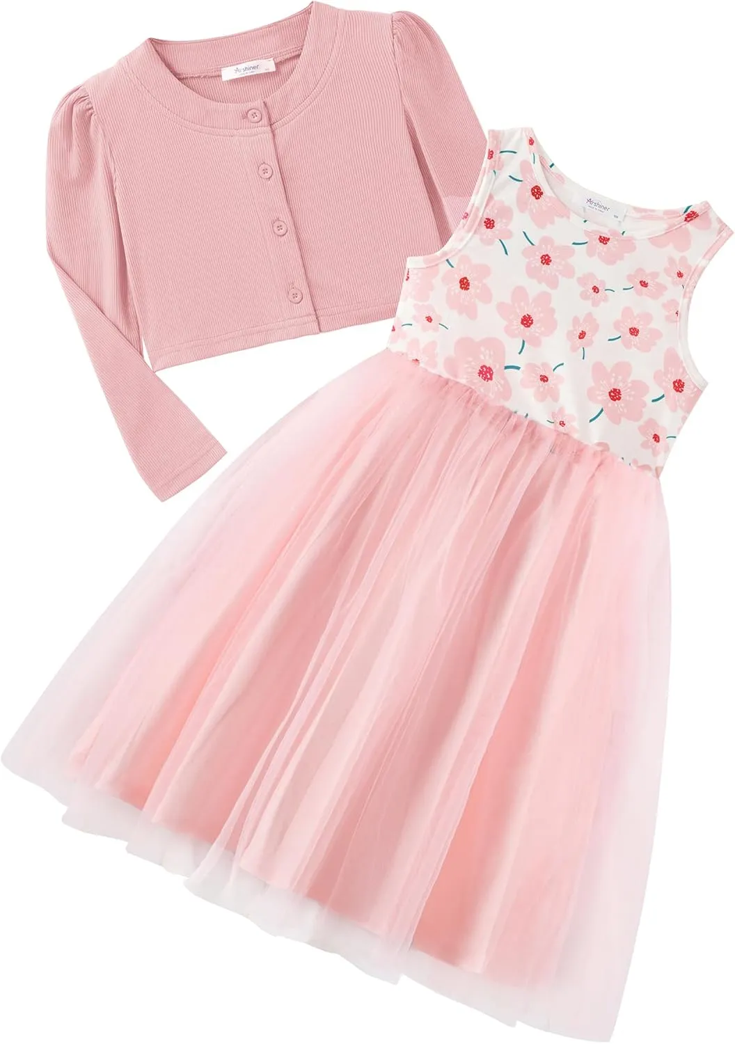 Arshiner Toddler Tutu Dress and Knit Cardigan Girls Set