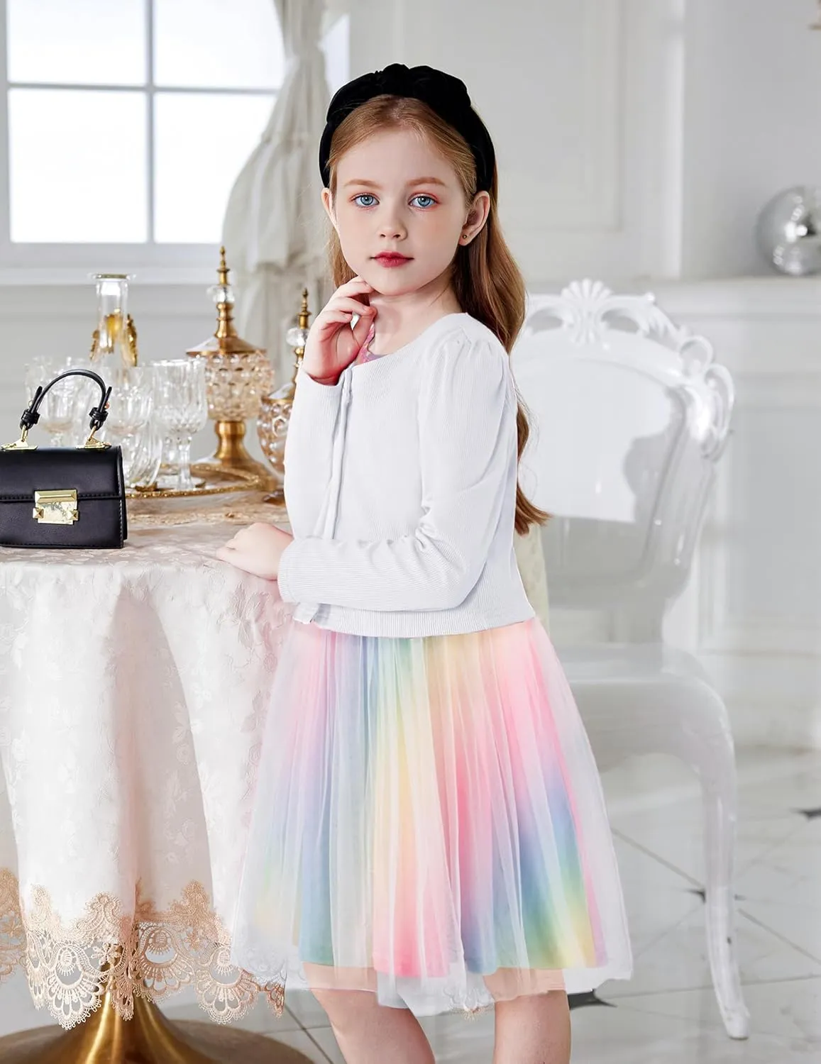 Arshiner Toddler Tutu Dress and Knit Cardigan Girls Set