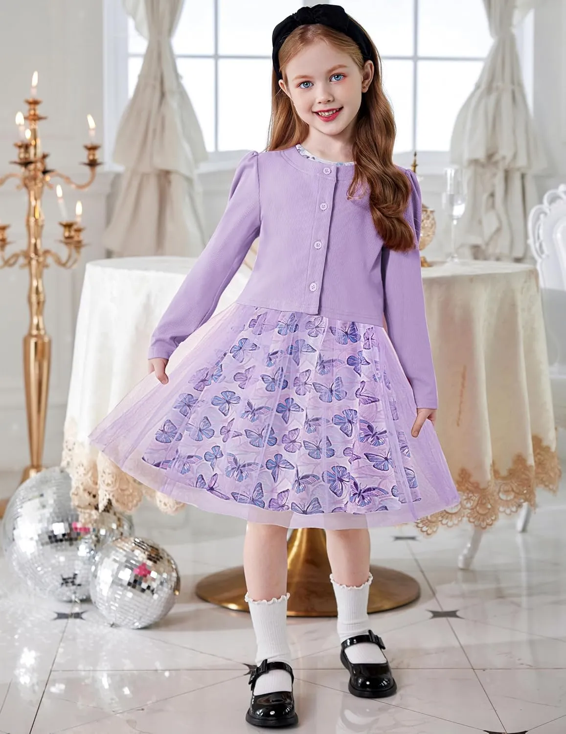 Arshiner Toddler Tutu Dress and Knit Cardigan Girls Set
