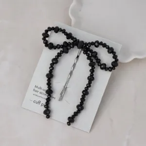 Black Beaded Bow Hairpin