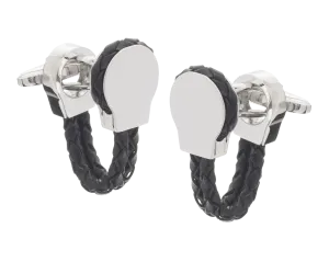 Black Braided Genuine Leather Cufflinks