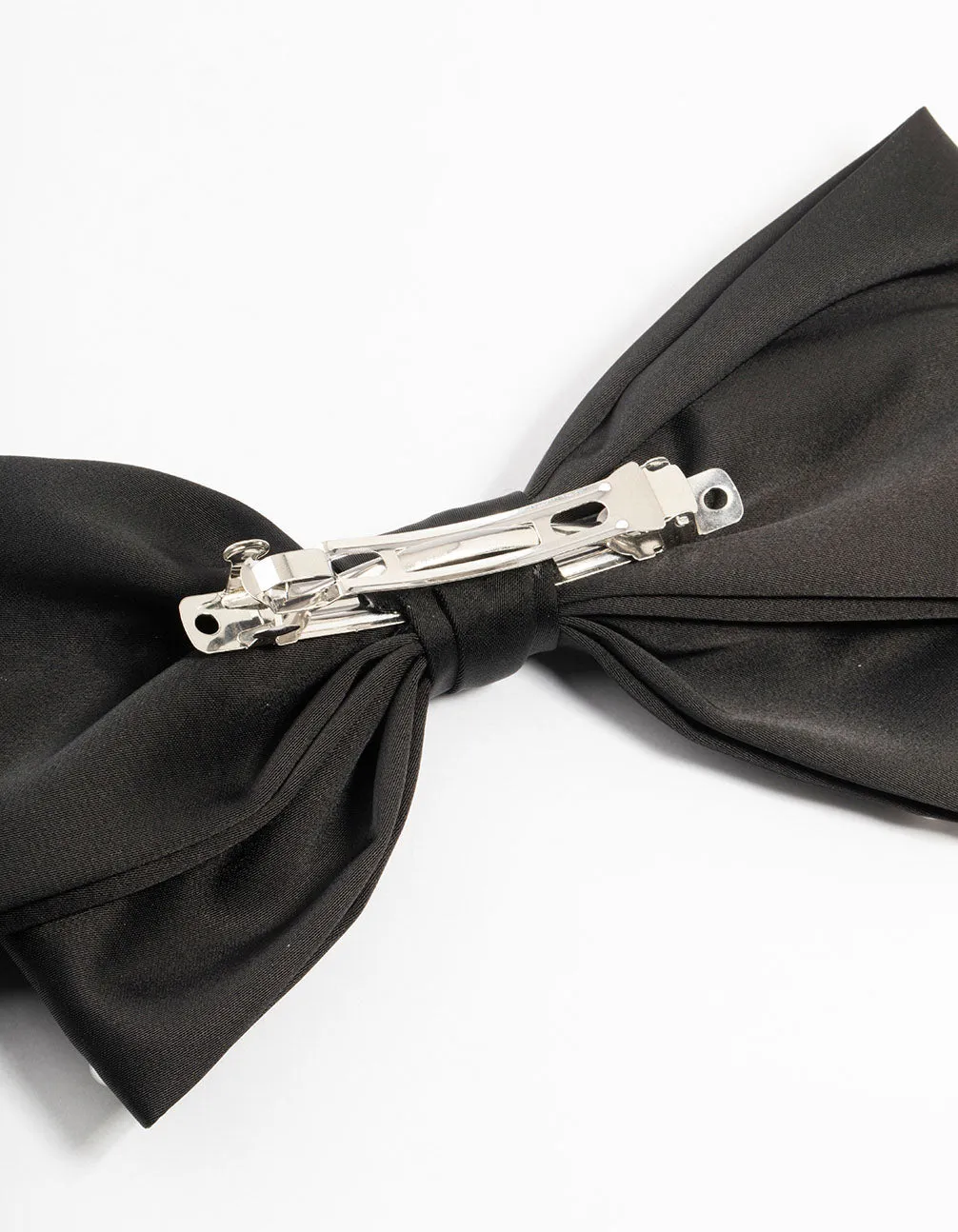 Black Fabric Pearl Bow Clip