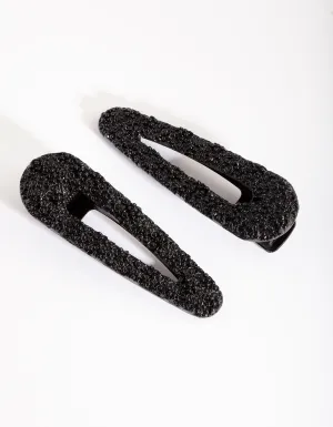 Black Textured Hair Clip Pack