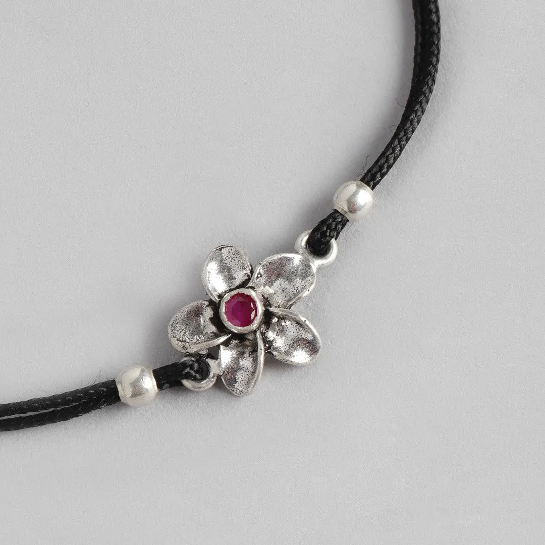 Black Thread Woven Thread Anklets in 925 Sterling Silver
