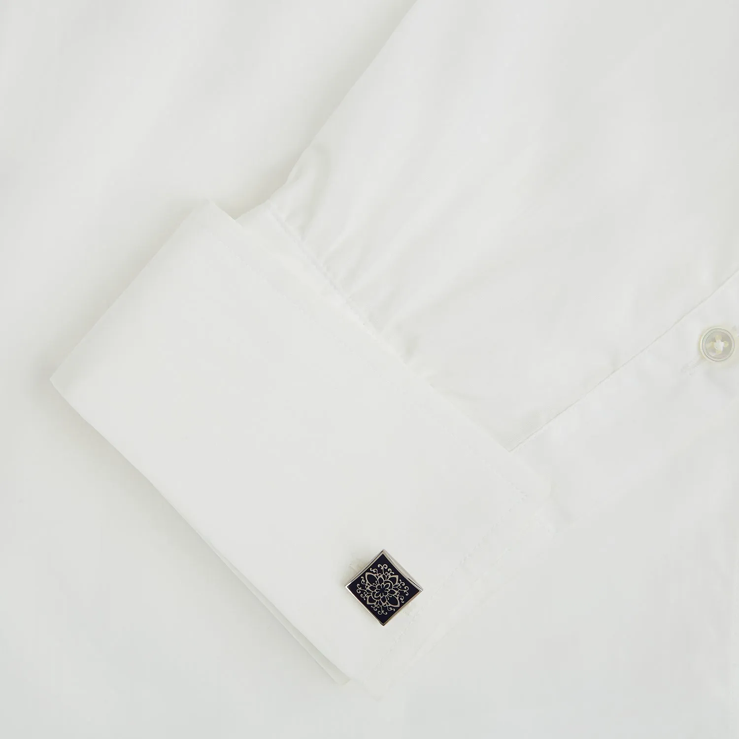 Blue Floral Square Cufflinks