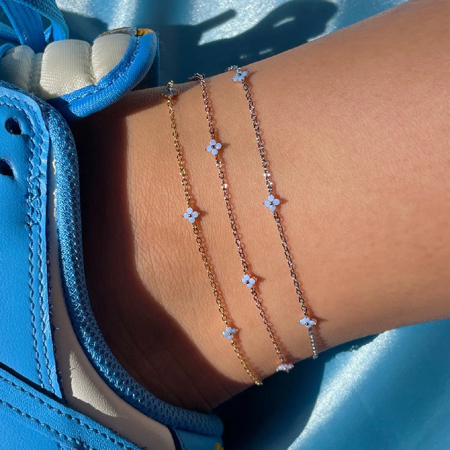 Blue Flower Summer Beach Wind Anklet