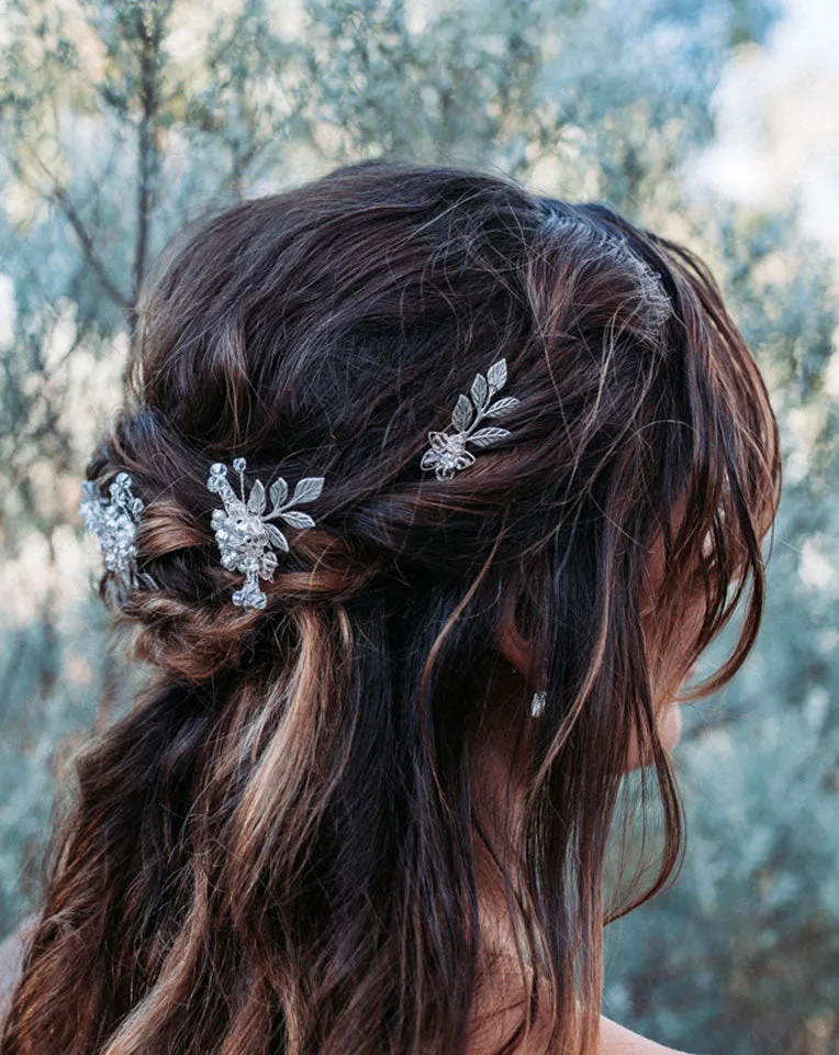 Bridal headpiece - blush floral hair pins [set of 5] - Jessica by Kezani