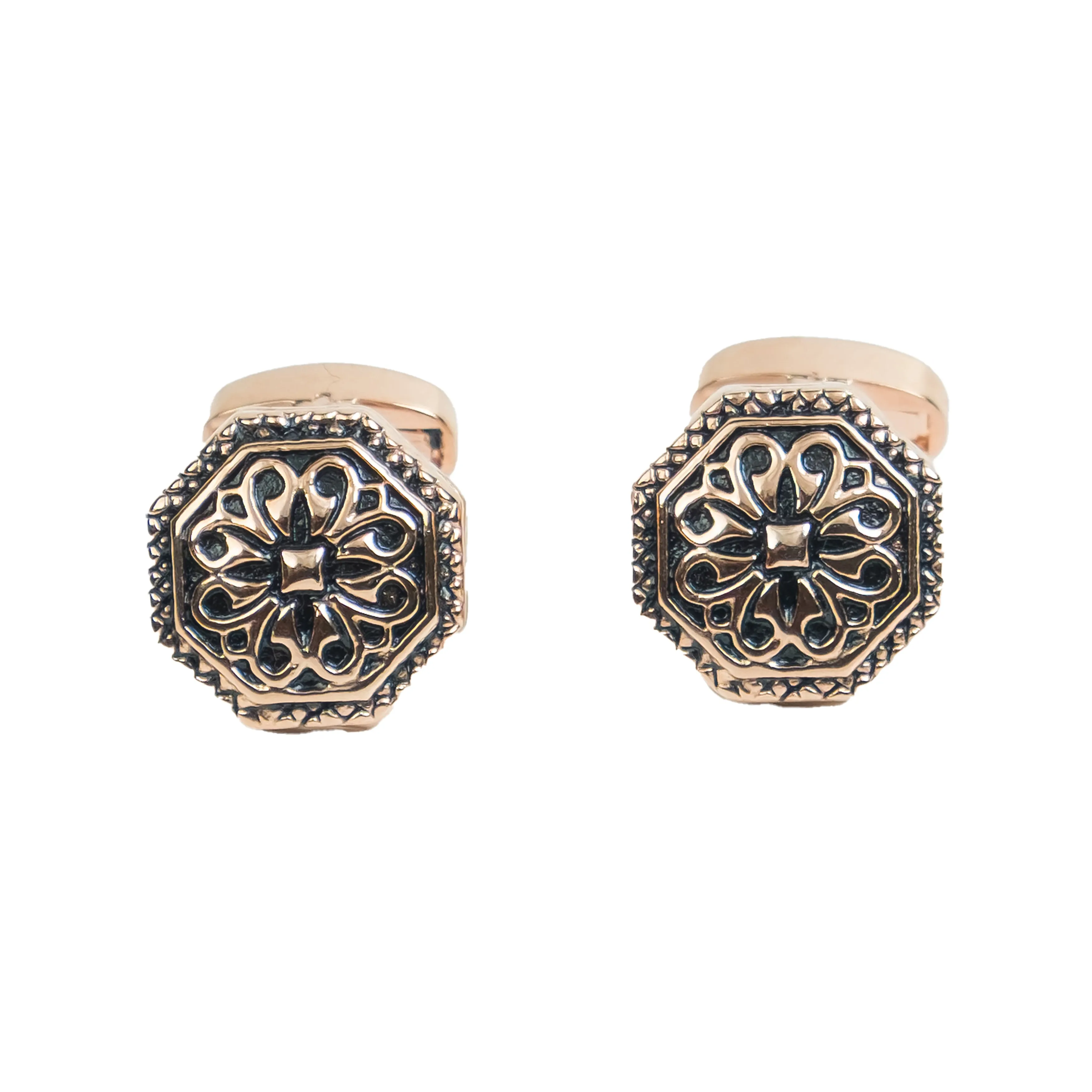 Chokore Octagon Retro Cufflinks (Black & Gold)