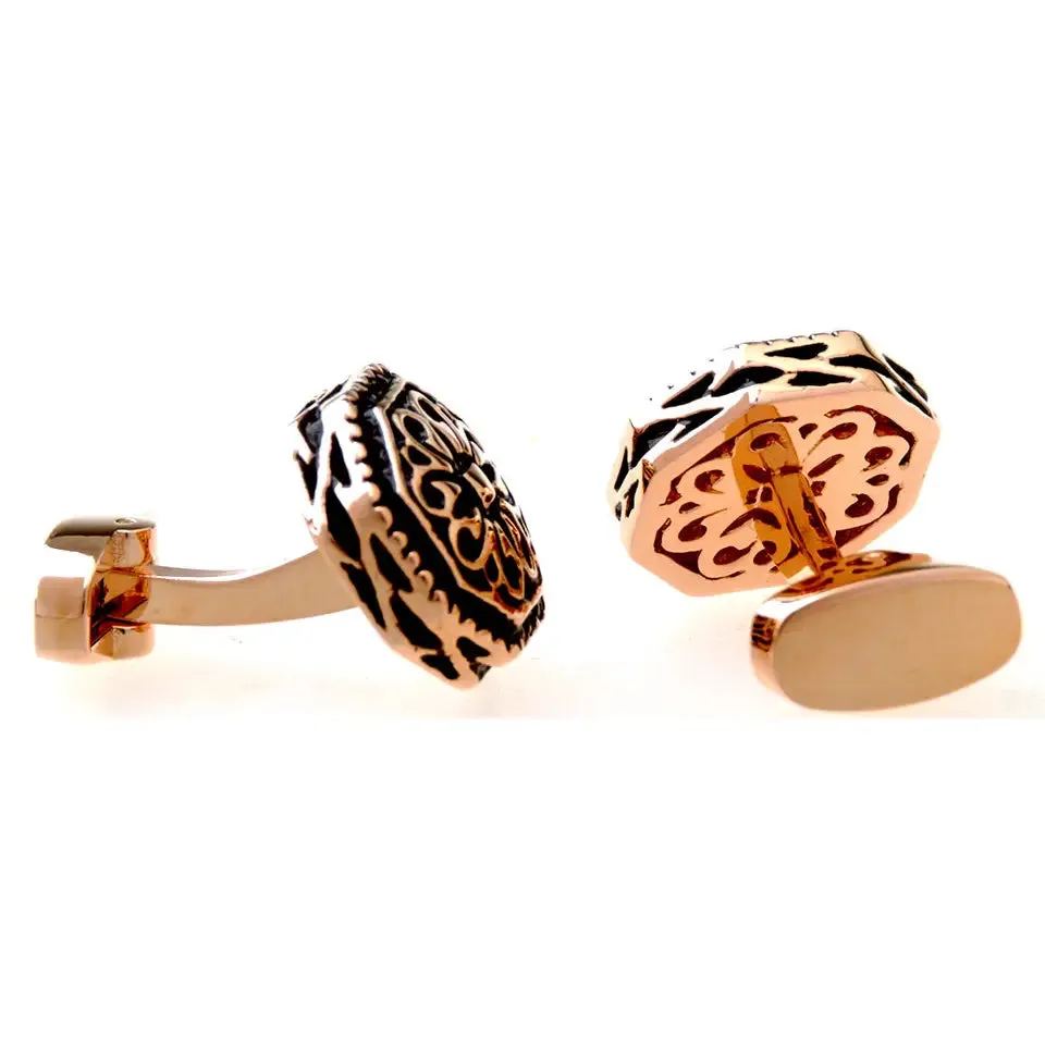 Chokore Octagon Retro Cufflinks (Black & Gold)