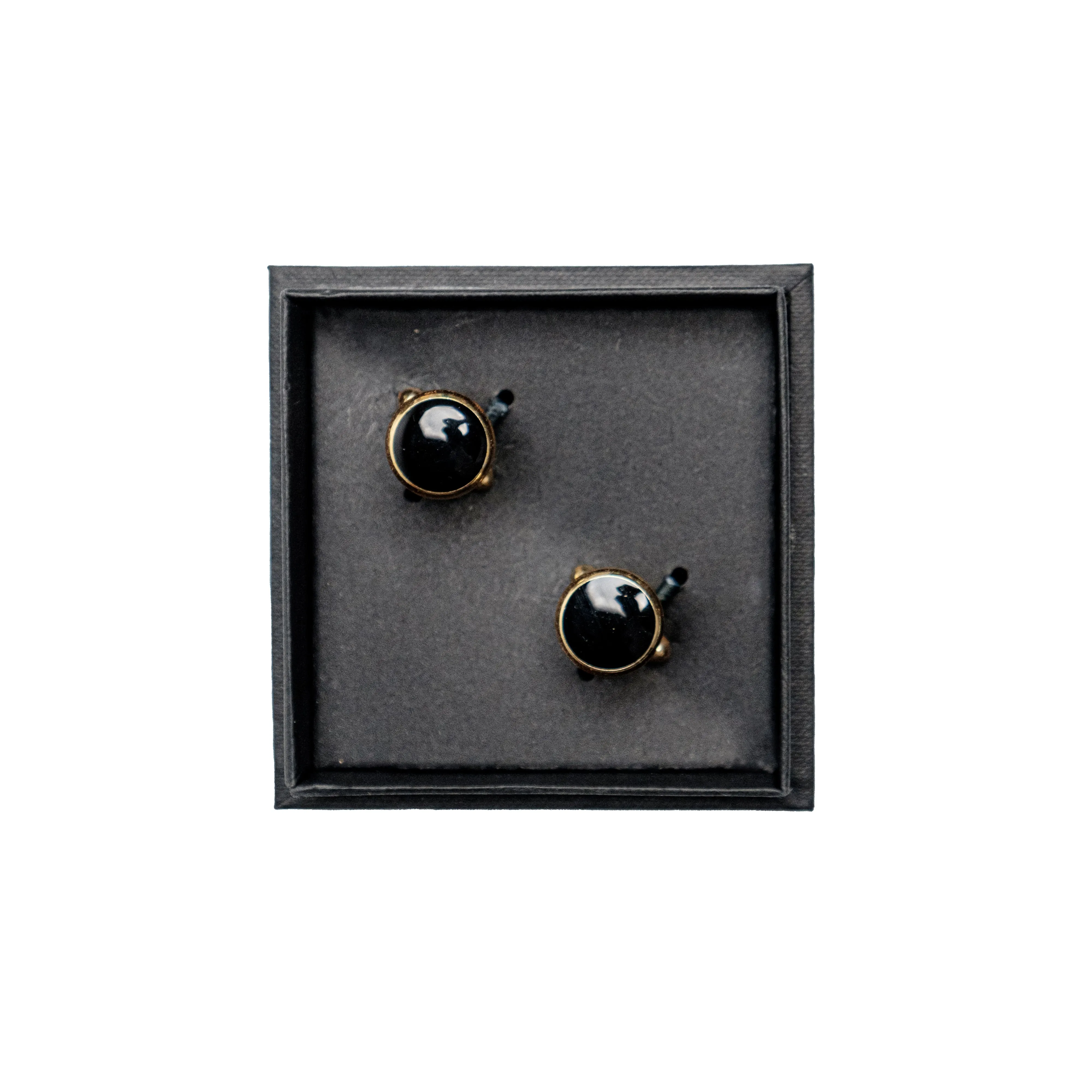 Chokore Round Gold Cufflinks (Black)