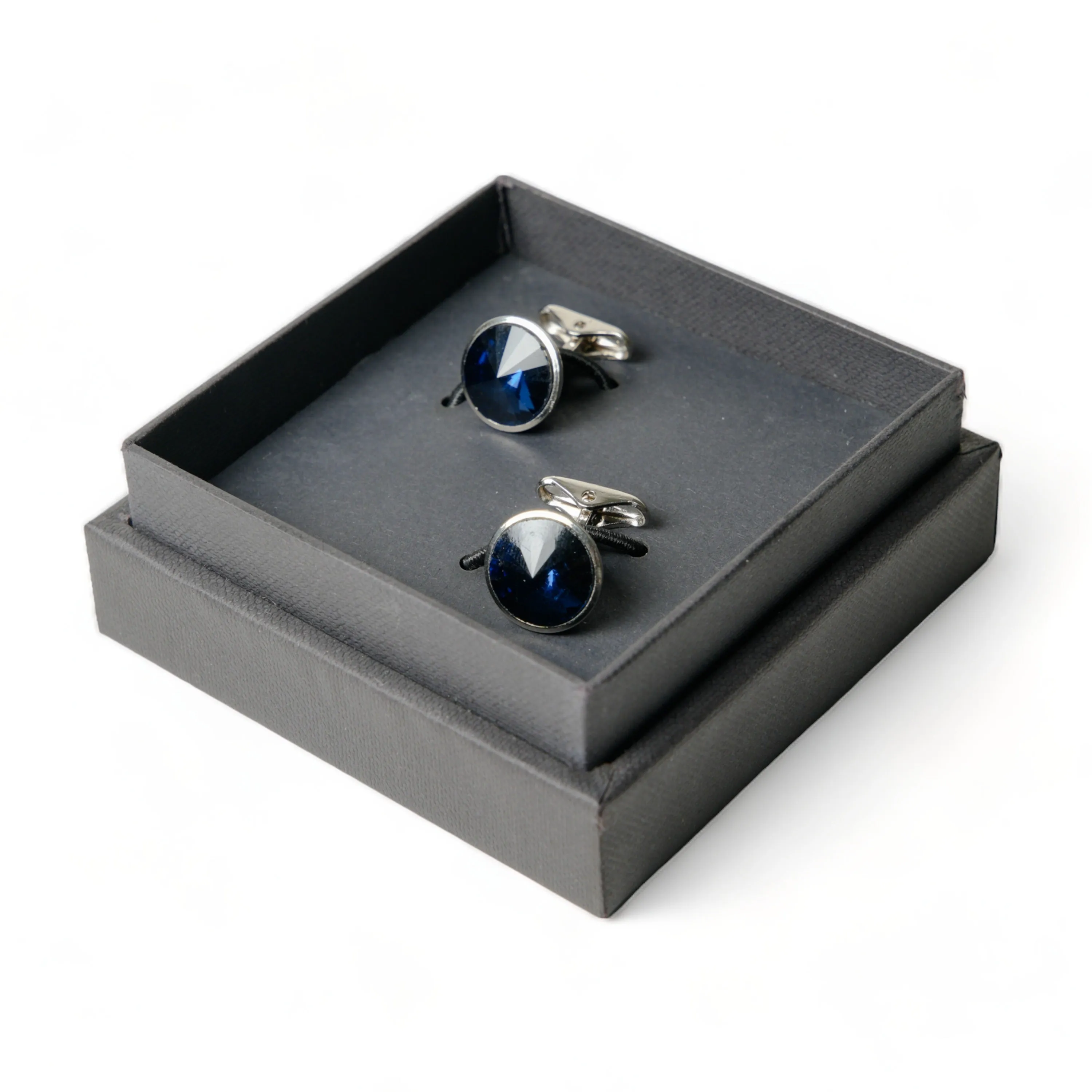 Chokore Silver Crystal Cufflinks (Blue)