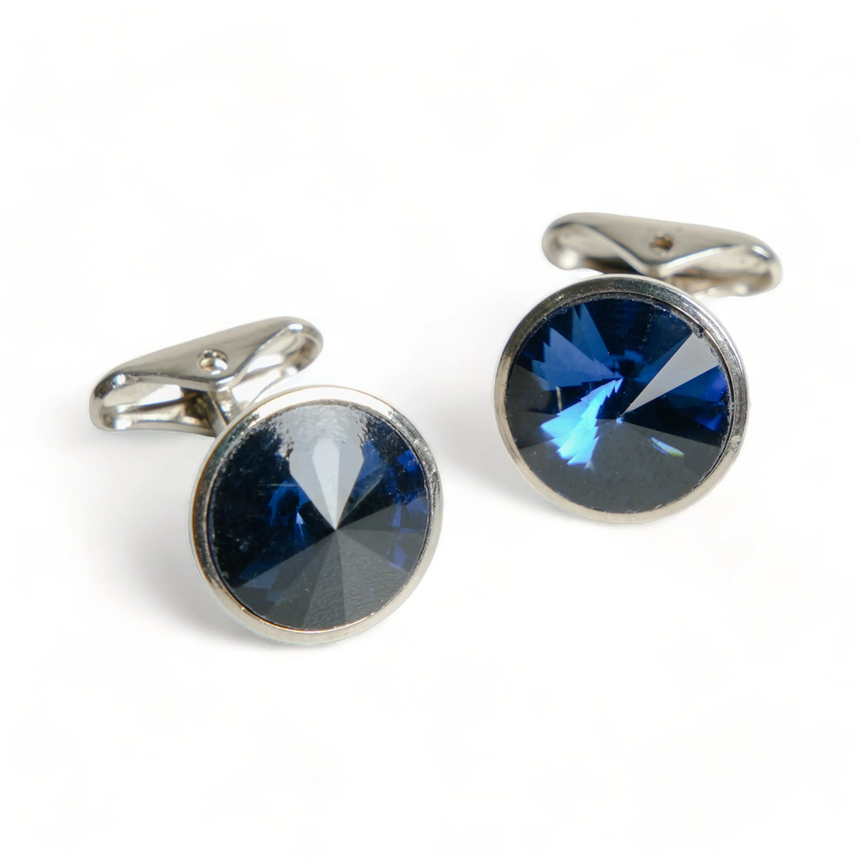 Chokore Silver Crystal Cufflinks (Blue)