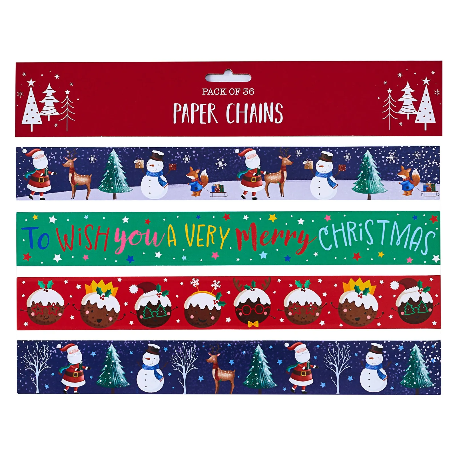 Christmas Novelty Paper Chains 36 Pack