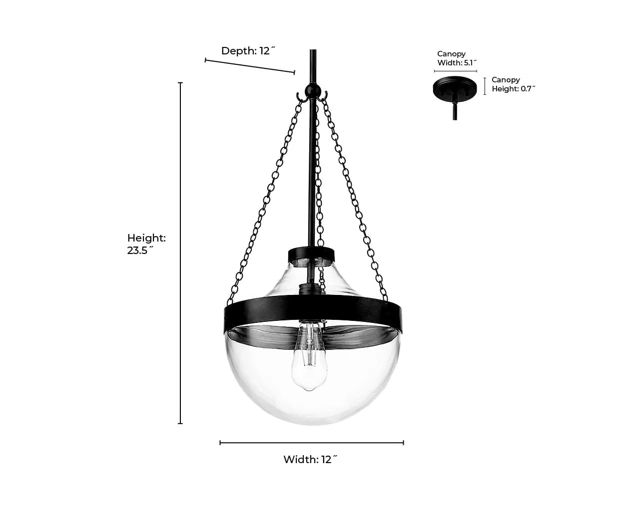 Clarra Pendant - Modern Gold - Clear Glass - 12in. Diameter - E26 Medium Base