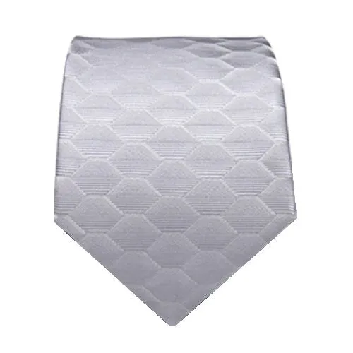 Classy Men Light Silver Hexagonal Silk Tie