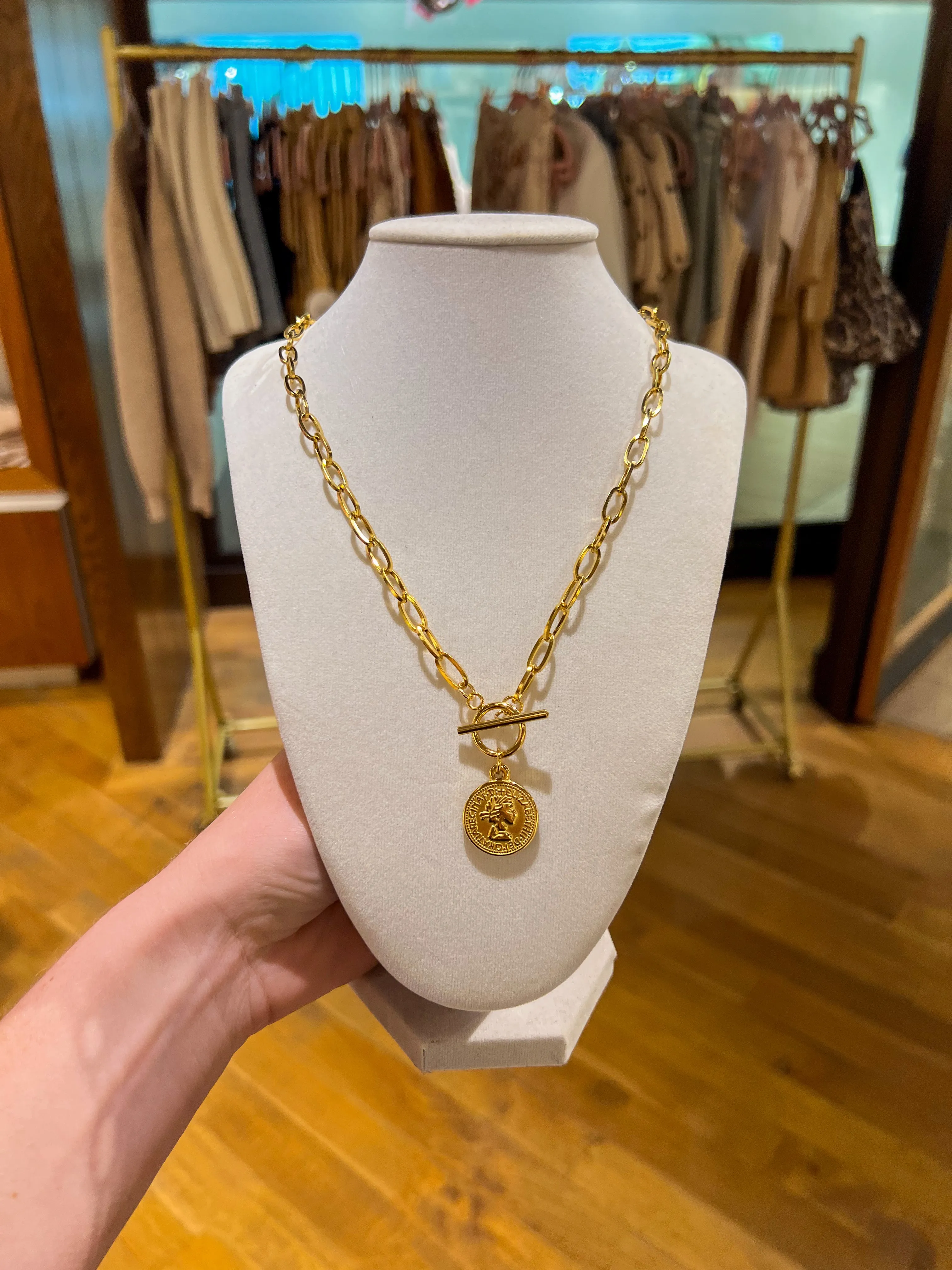 Coin Necklace Gold Plated