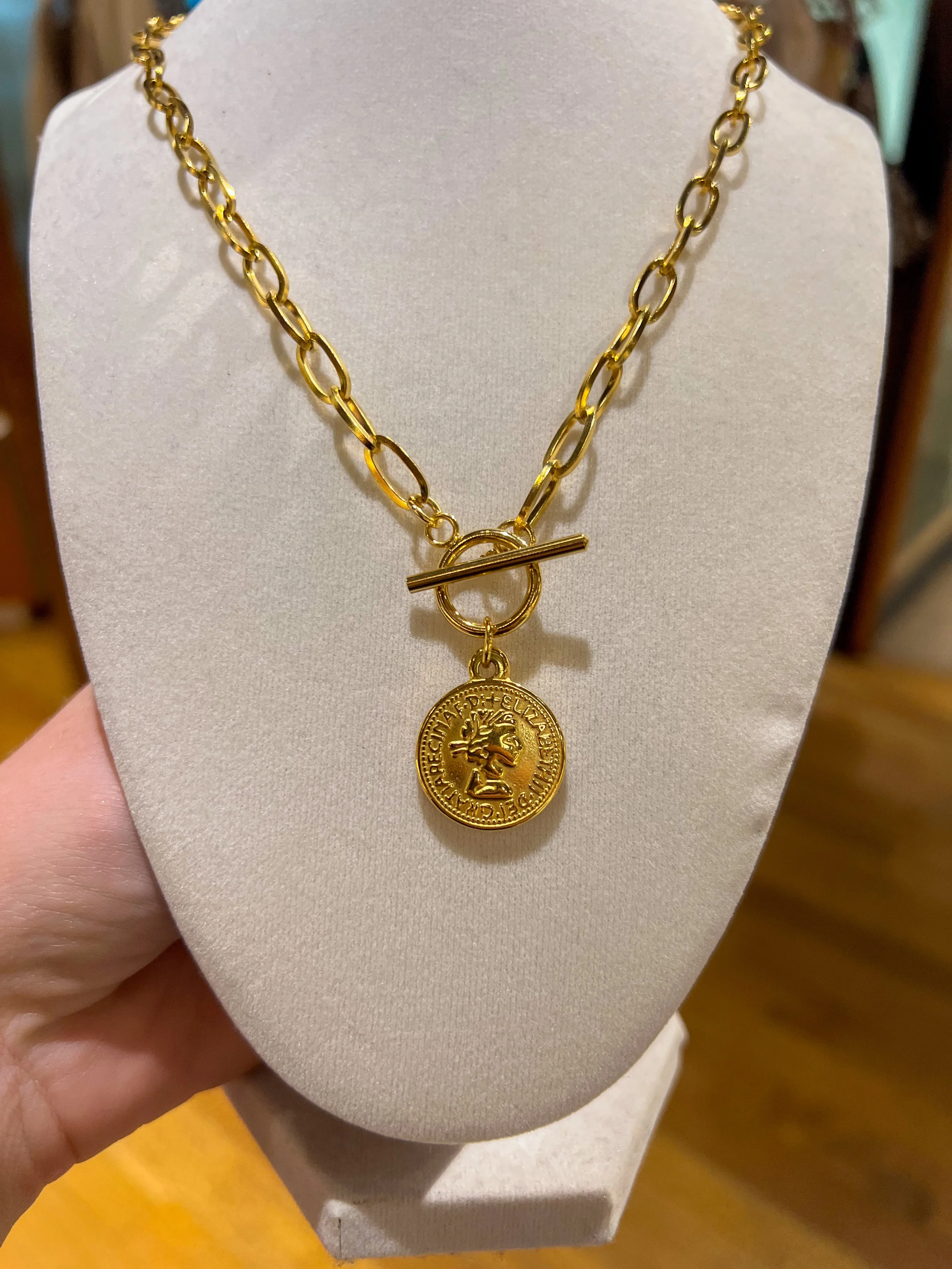 Coin Necklace Gold Plated