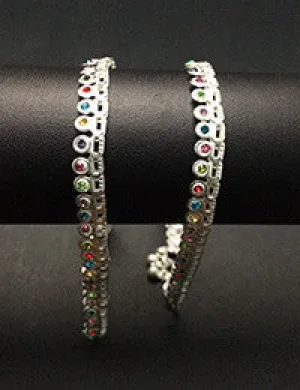 Colourful stone Anklets
