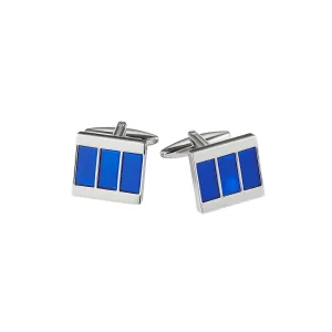 CUDWORTH Rhodium Plated Cufflinks COBALT